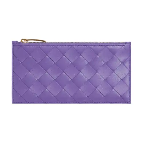 Bottega Veneta Lambskin Wallet, Card Holder Women's Purple