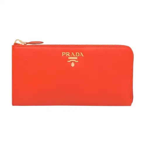 PRADA Saffiano Leather Wallet Large Women's Orange