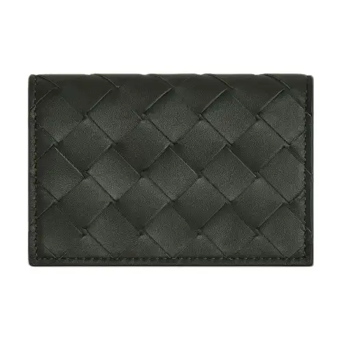 Bottega Veneta Intrecciato Cow Leather Wallet, Card Holder Regular Men's Dark Green & Mud Brown