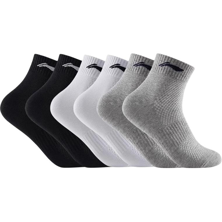 Li Ning Crew Socks Men’s Black/Gray/White