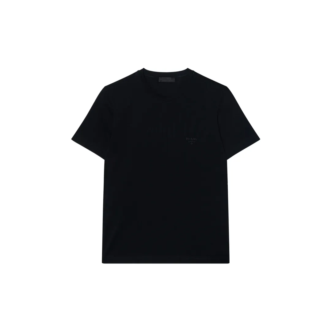PRADA T Shirts Men's Black Crew Neck Moderate Straight Fit