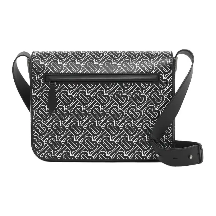 Burberry Olympia Cow Leather Shoulder Bag, Crossbody Bag Small Men's Black/White