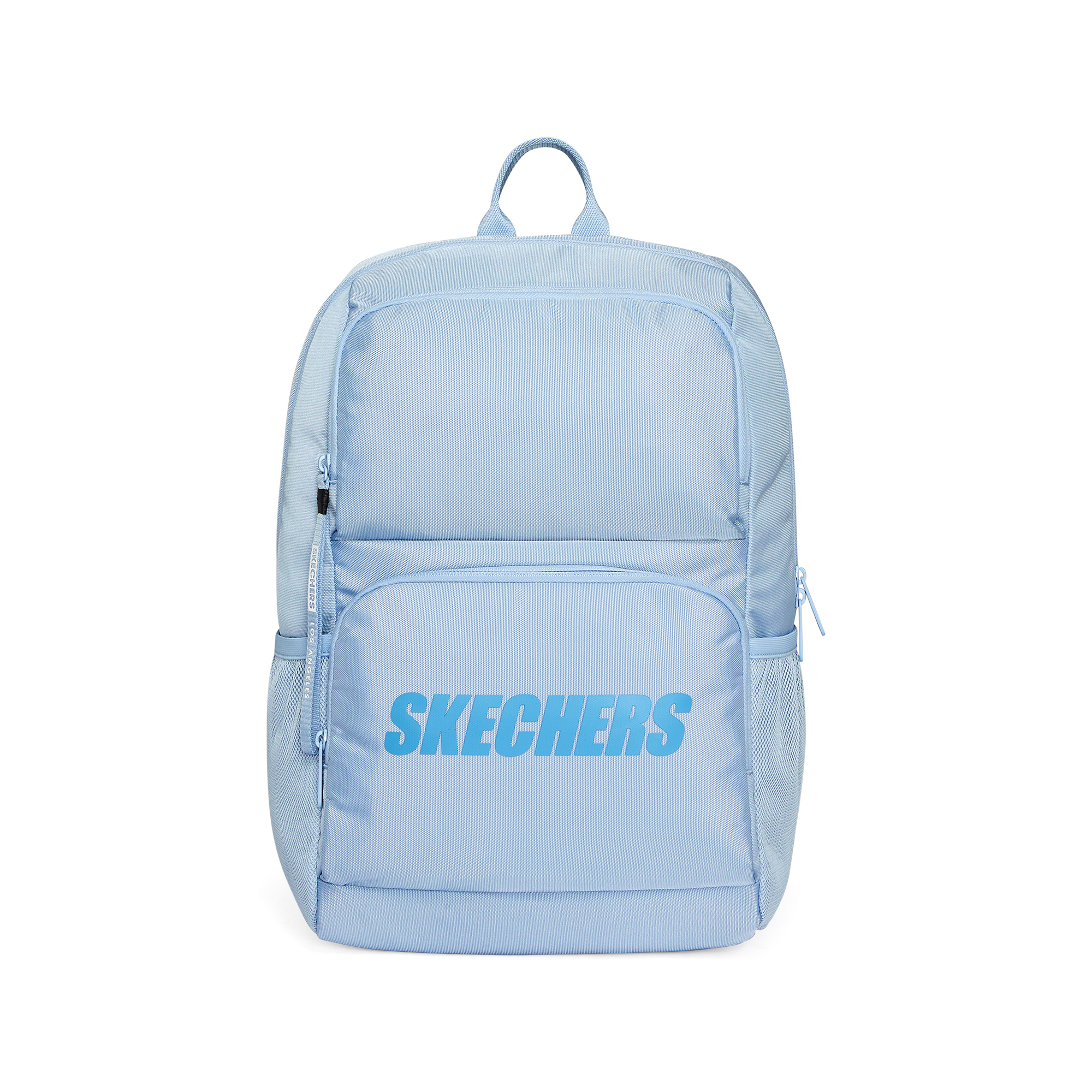 Skechers Skechers, foldable capacious sports waterproof blue backpack with zipper for men and women, with your logo imprint, polyester, for beloved