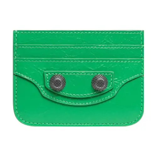 Balenciaga Le Cagole Lambskin Card Holder, Wallet Women's Green