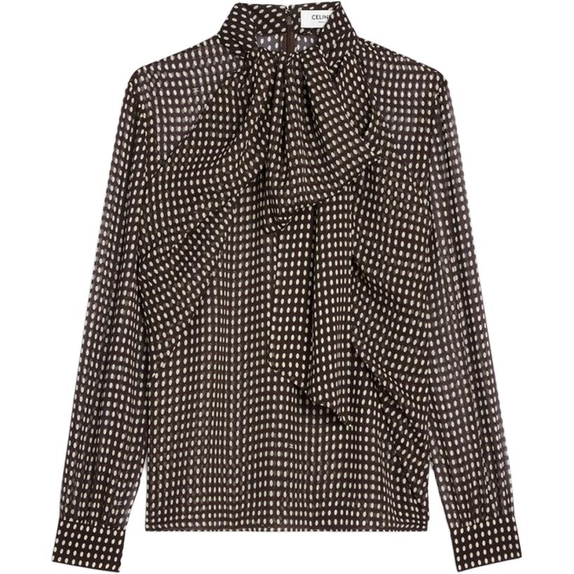 CELINE Shirts Women's Chocolate Stand Collar Moderate Other