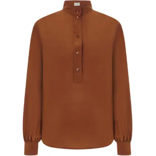 SAINT LAURENT Shirts Women's Coffee Stand Collar Moderate Shirt