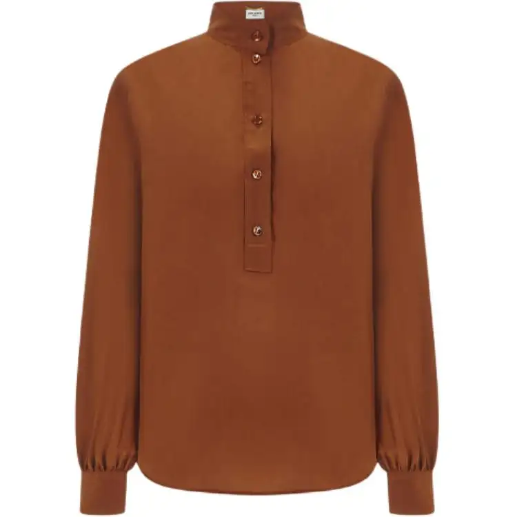 SAINT LAURENT Shirts Women's Coffee Stand Collar Moderate Shirt