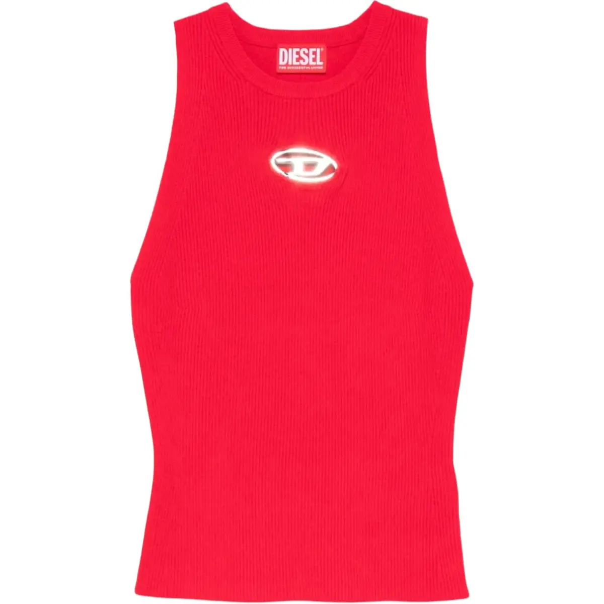 Diesel M-Caddix Logo Plaque Ribbed-Knit Top