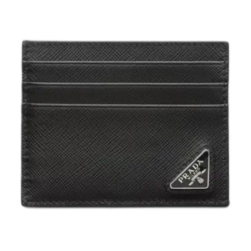 PRADA Saffiano Leather Card Holder Men's Black