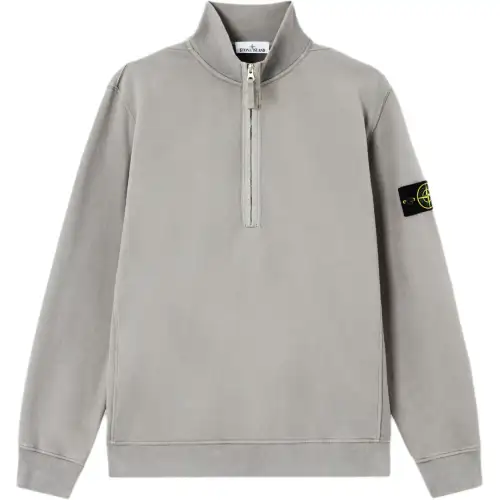 STONE ISLAND Logo Patch Half Zipped Sweatshirt