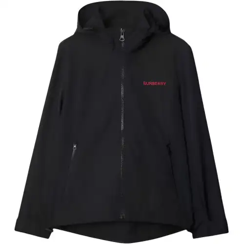 Burberry Puffer Jackets Men's Black Hooded Non Detachable Moderate Straight Fit