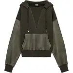 LOEWE Sweatshirts Men's Khaki Green Hooded Moderate Regular