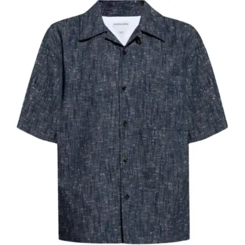 Bottega Veneta Shirts Men's Marine Blue Lapel Moderate Straight Fit