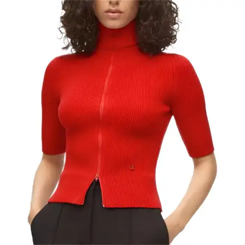 LOEWE Crop Tops Women's Red Turtleneck Moderate