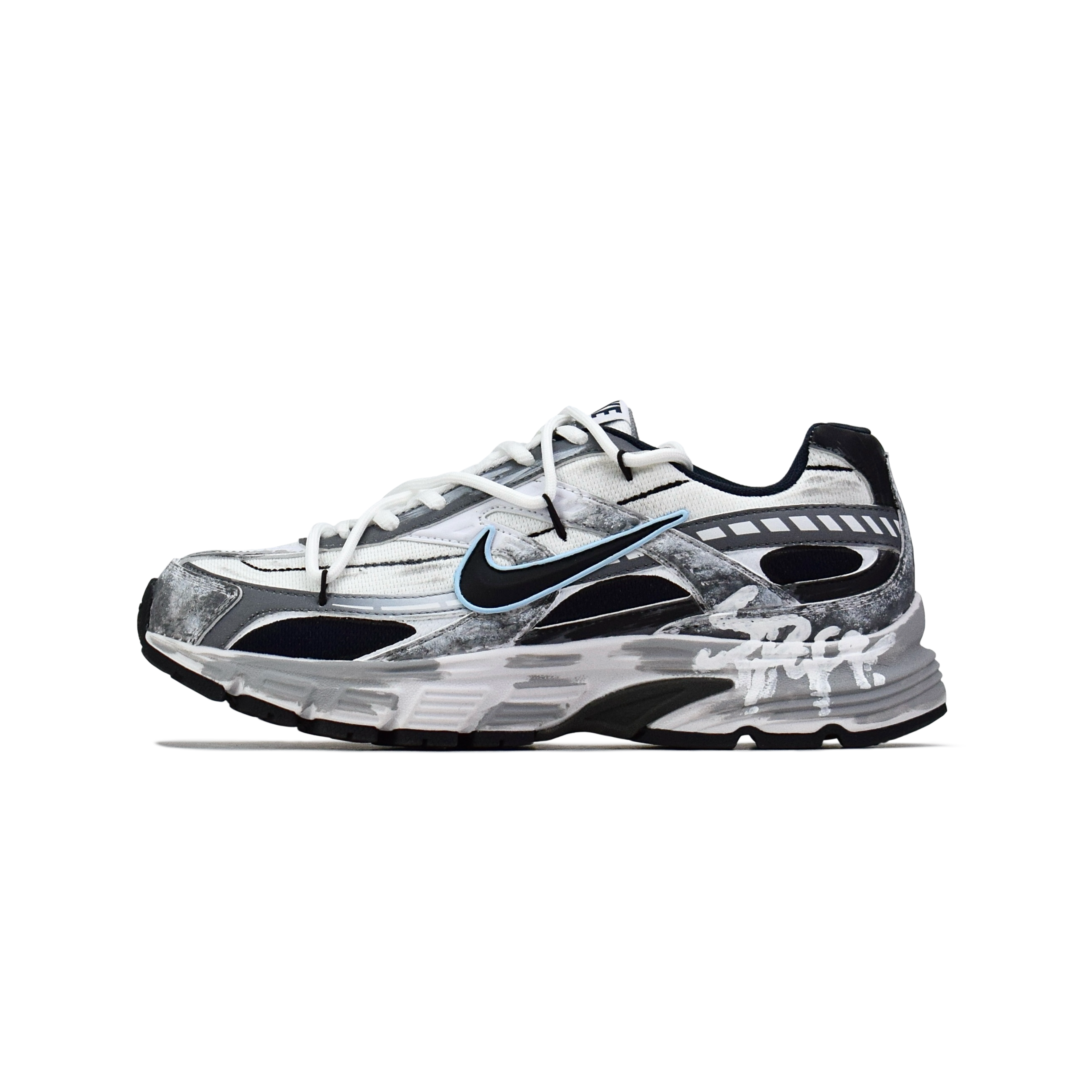 Nike Initiator Cushioning Low top Casual City Commuting Running Shoes Men’s Black White