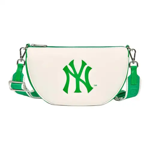 MLB Artificial Leather Polyester Shoulder Bag, Crossbody Bag Unisex Green White Multicolor