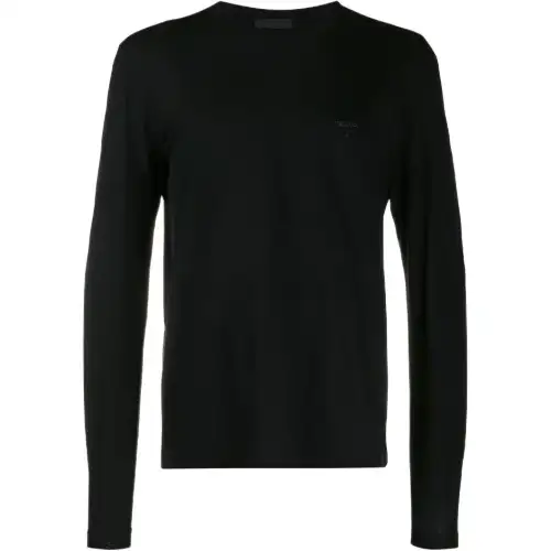 PRADA T Shirts Men's Black Crew Neck Moderate Straight Fit