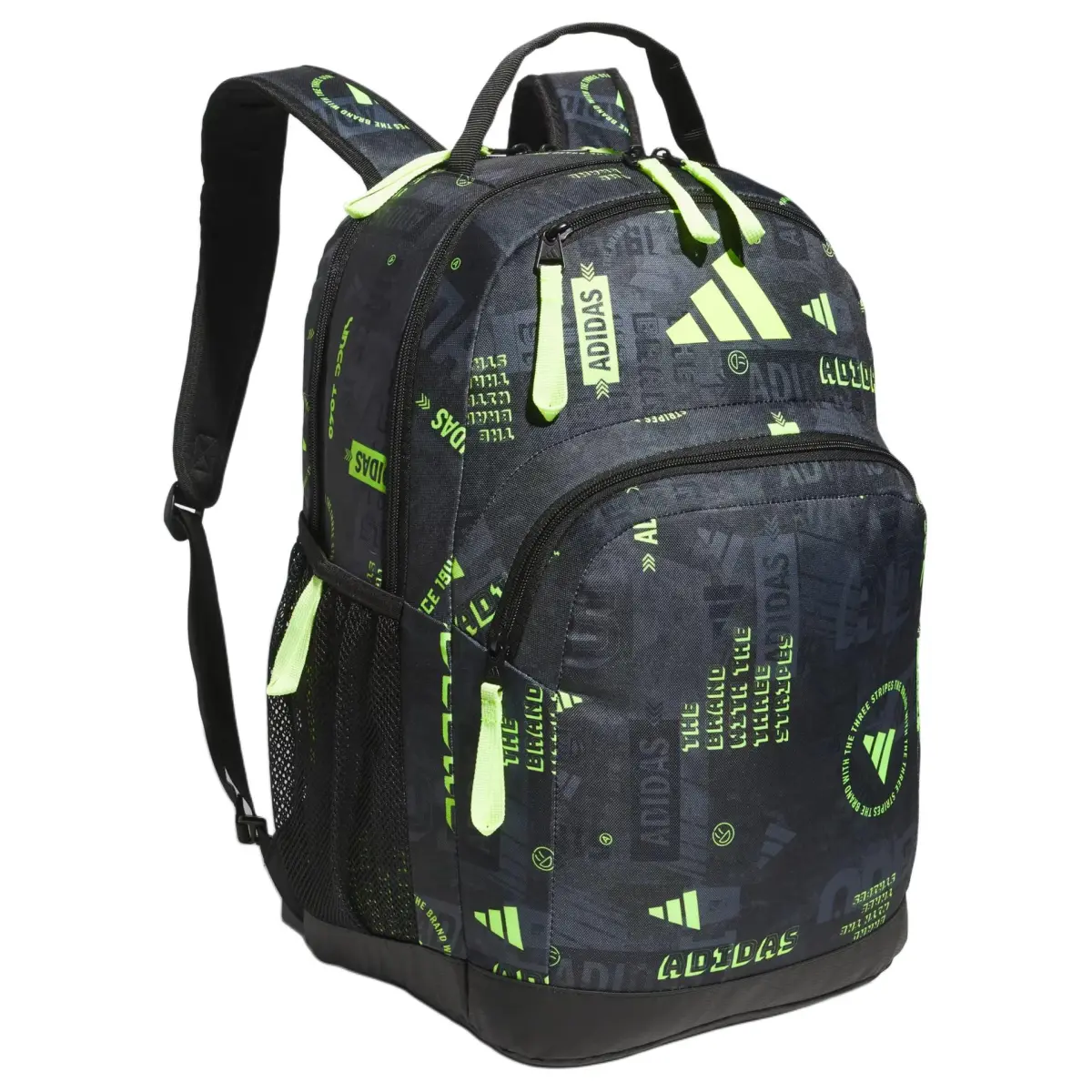 Adidas Color Block Large Capacity Backpack Unisex Black & Lime Green