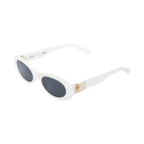 MIU MIU Oval Sunglasses Women's White