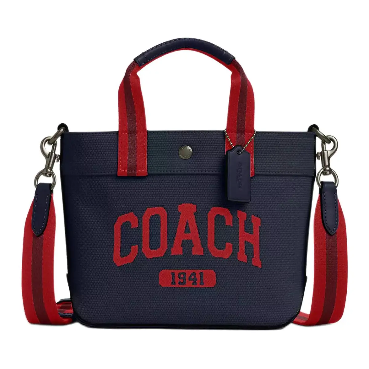 COACH Canvas With Smooth Leather Handbag Small Men's Marine & Red