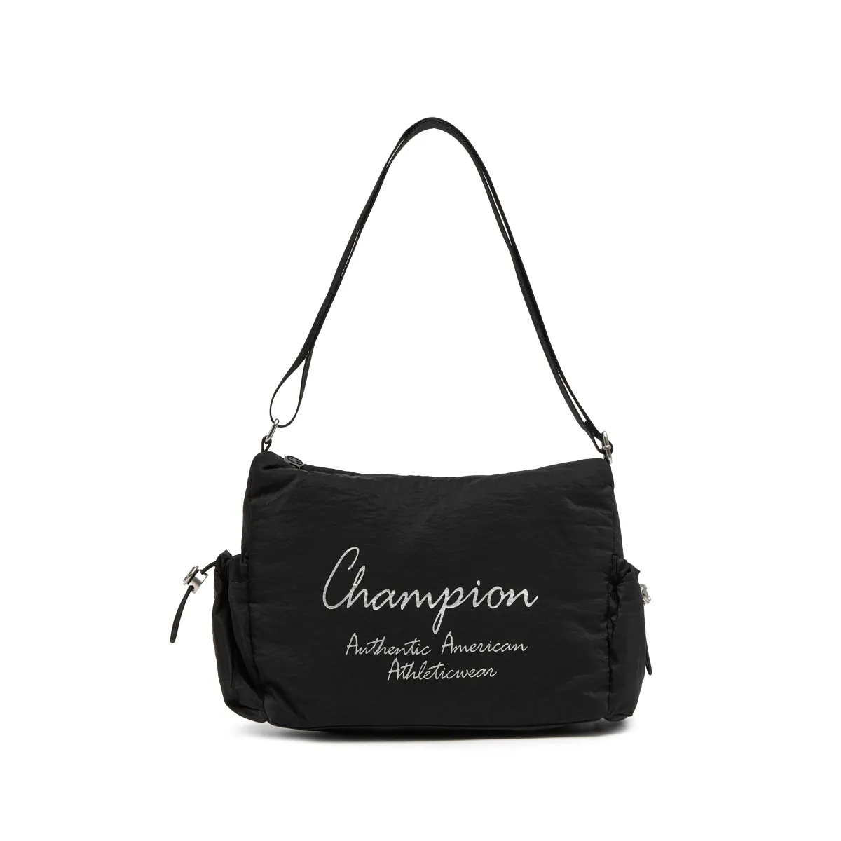 Champion Fabric Shoulder Bag Unisex Black/Rose Purple/Stone Gray