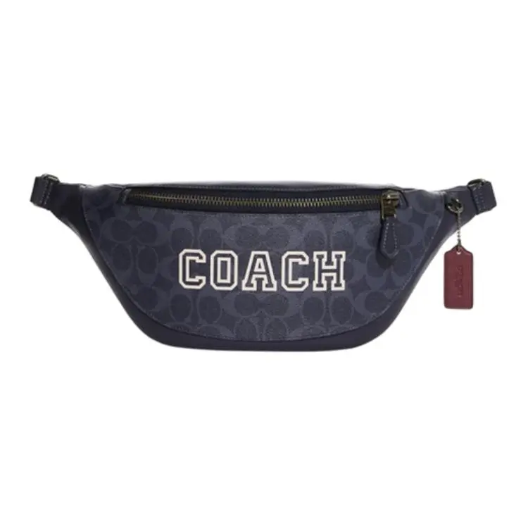 COACH Warren Cow Leather Fanny Packs Large Men's Denim Blue & Chalk White