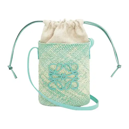 LOEWE Anagram Iracan Palm With Cow Leather Handbag, Shoulder Bag, Crossbody Bag Women's Mint Green