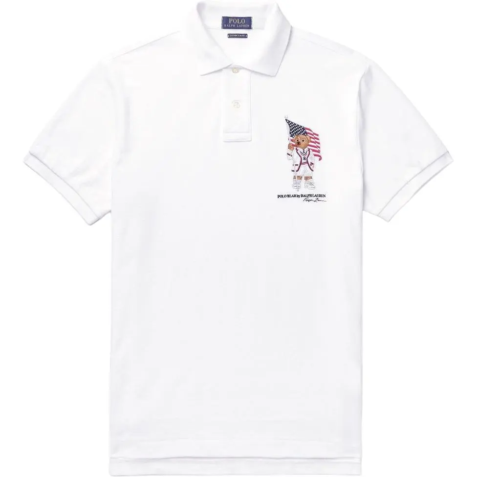 Polo Ralph Lauren Polo Bear SS25 Polo Shirt Custom Slim Fit Men's White