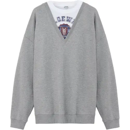 LOEWE Sweatshirts Men's Gray Crew Neck Moderate Regular