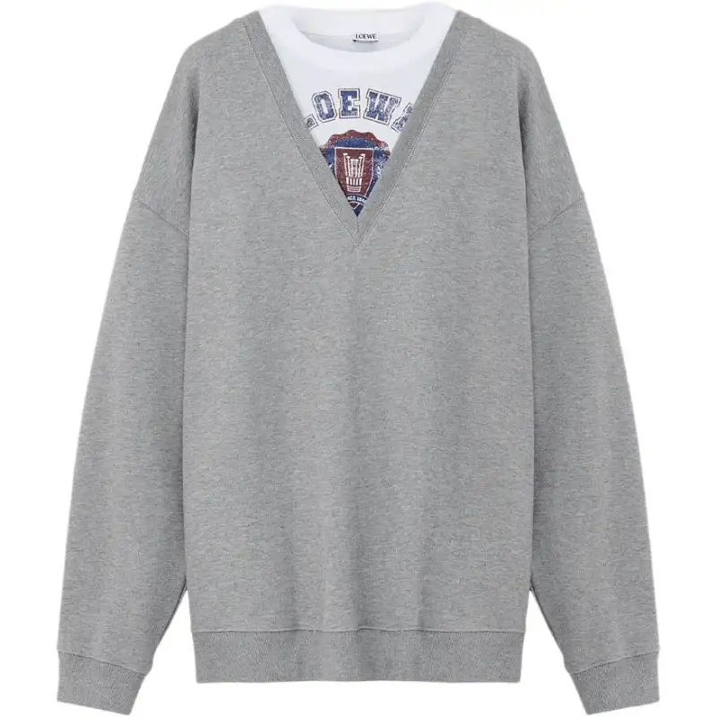 LOEWE Sweatshirts Men's Gray Crew Neck Moderate Regular