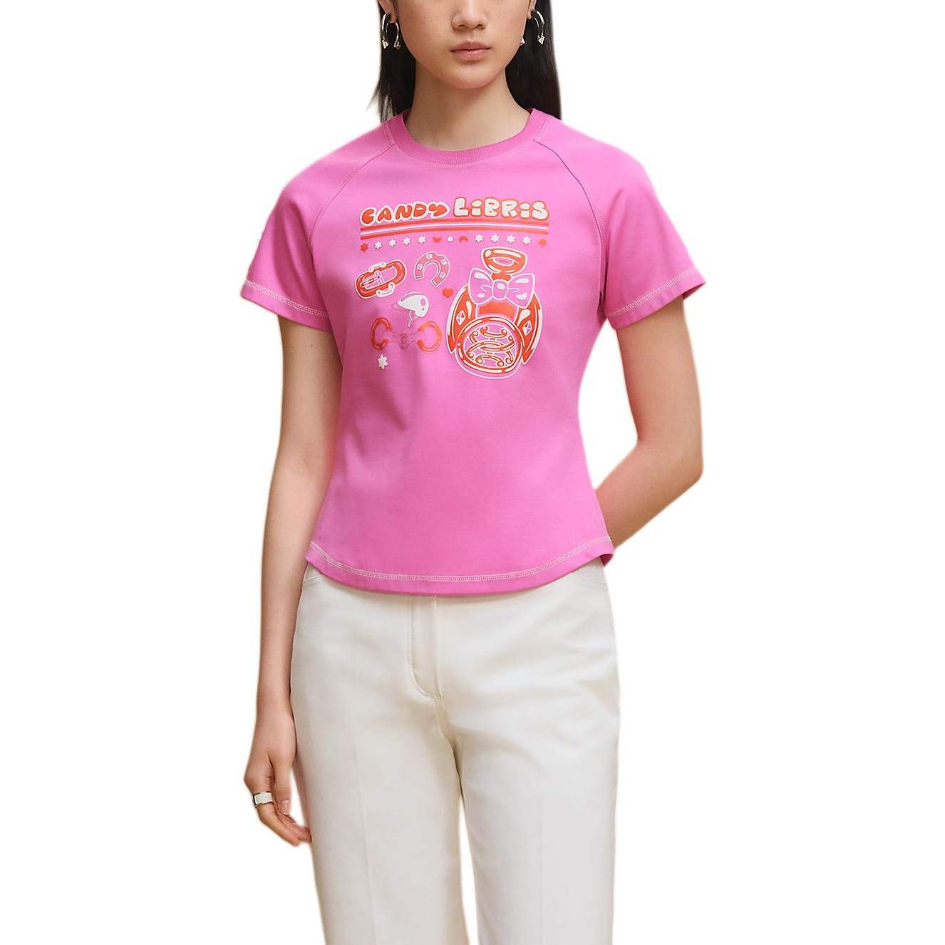 Женская футболка Hermes Raglan (розовая)