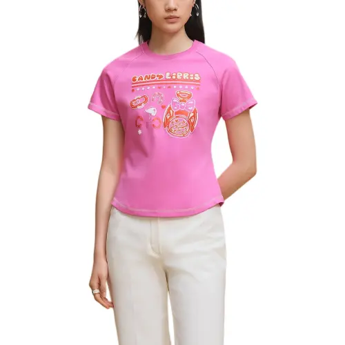 HERMES FW25 T Shirt Women's Cherry Blossom Pink