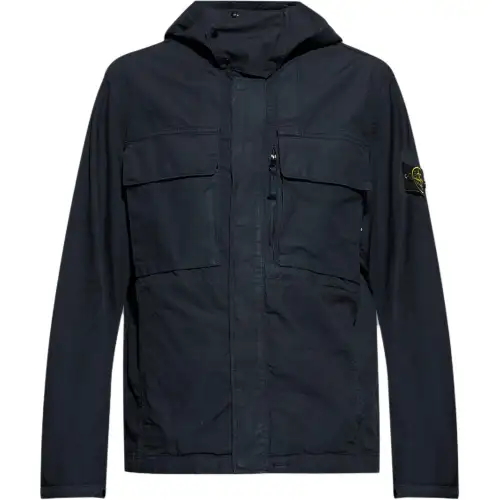 Stone Island hooded patch-pocket jacket