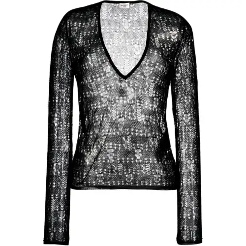 SAINT LAURENT Open knit Semi sheer Top