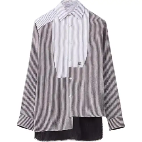 LOEWE Shirts Men's Gray Pointed Collar Moderate