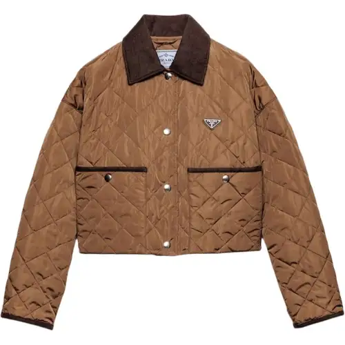 Prada quilted corduroy-collar jacket