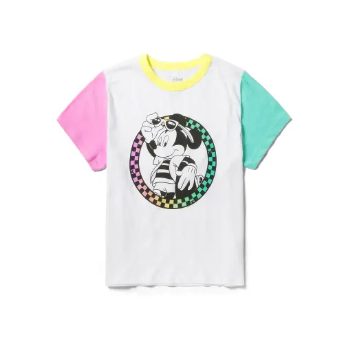 Vans X Disney T Shirts Women's White Crew Neck Moderate Straight Fit