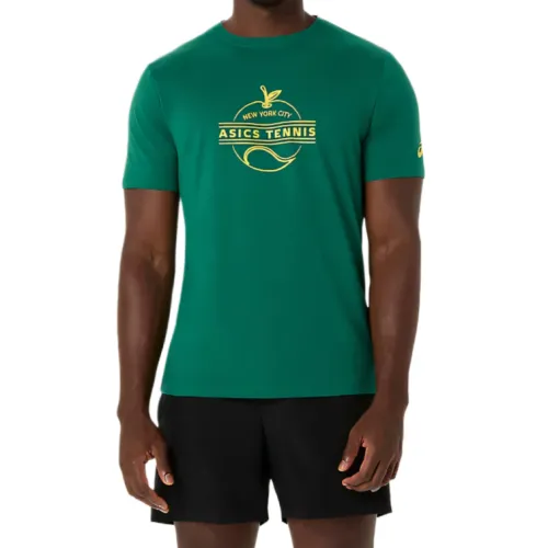 ASICS T Shirts Men's Jasper Green Crew Neck Moderate