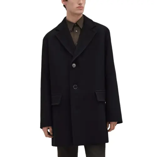 HERMES Coats Men's Black Moderate Straight Fit