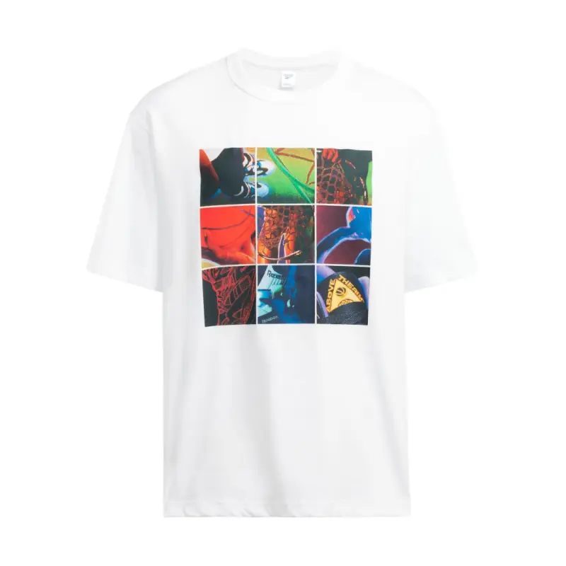 Reebok T Shirts Men's White Crew Neck Moderate Straight Fit