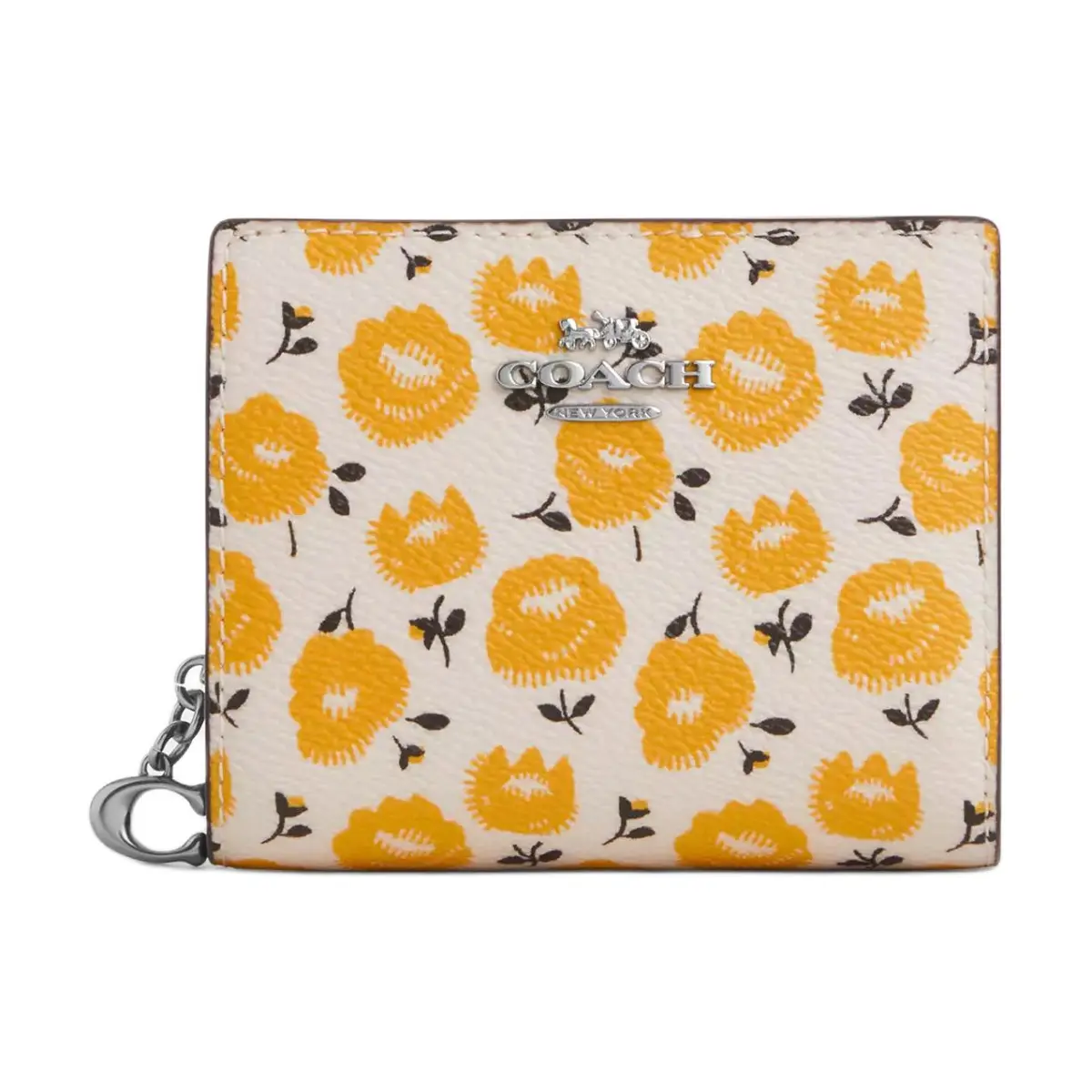 COACH Snap Wallet Coated Canvas Wallet Regular Women's Beige & Yellow