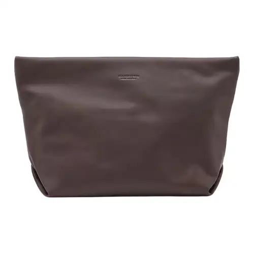 Bottega Veneta Leather Handbag Clutch Men's Dark Black