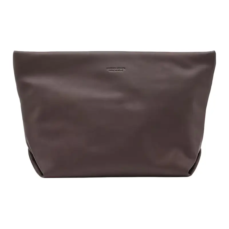 Bottega Veneta Leather Handbag Clutch Men's Dark Black