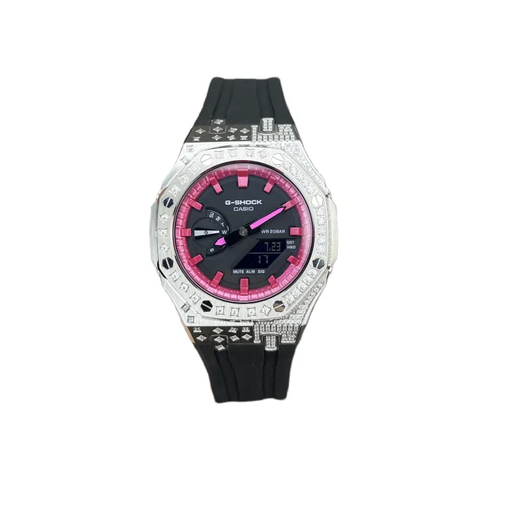 CASIO Custom Collection Quartz Movement Fluoroelastomer Strap Watch Unisex Black Dial