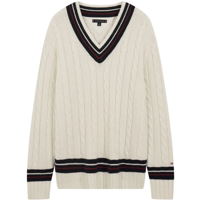 Tommy Hilfiger Sweaters Men's White YBI V-neck Moderate