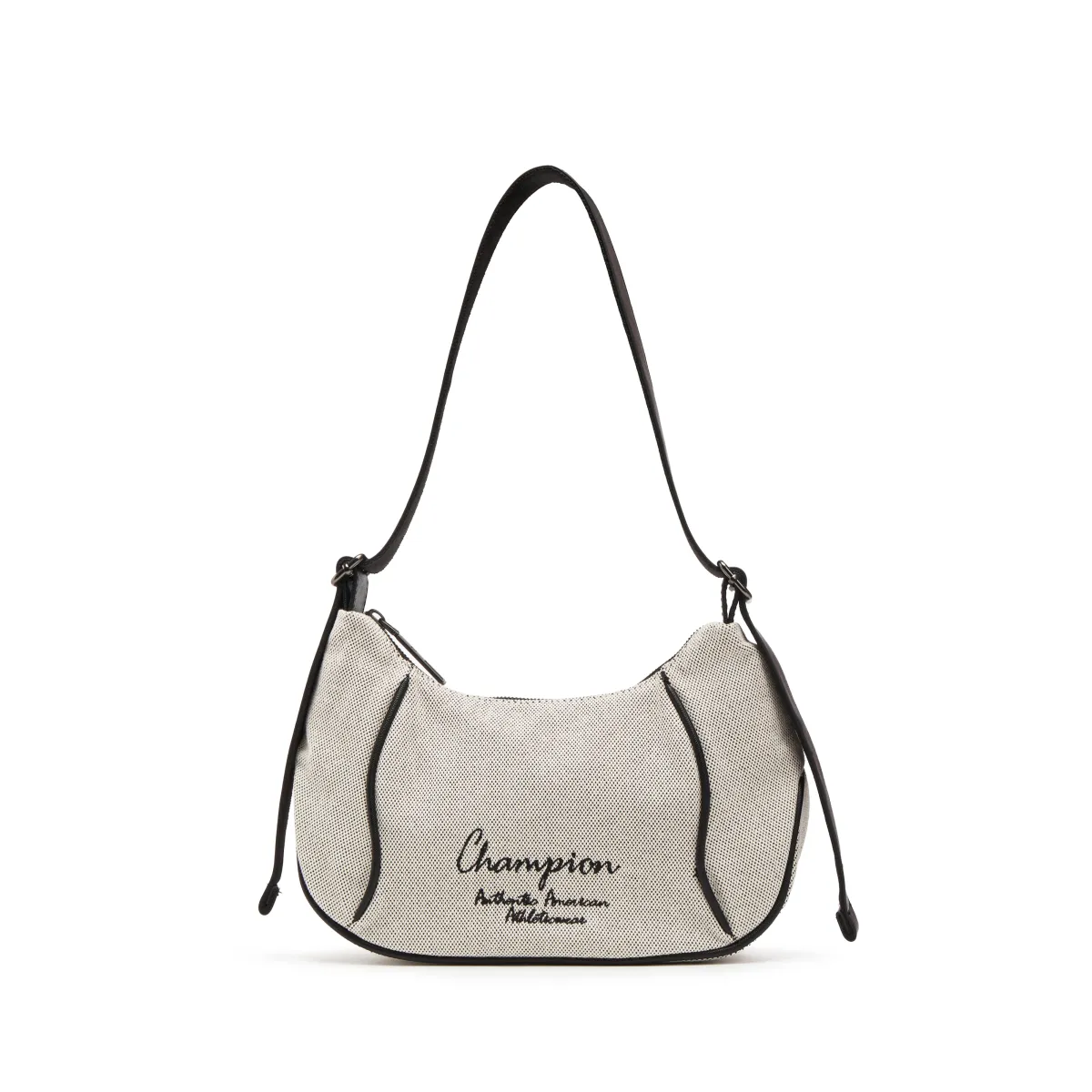 Champion Fabric Shoulder Bag Unisex Black White/Medium Blue Denim/Gray Black