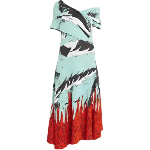 Bottega Veneta Asymmric Midi Dress Short Sleeved Dress Women's Green