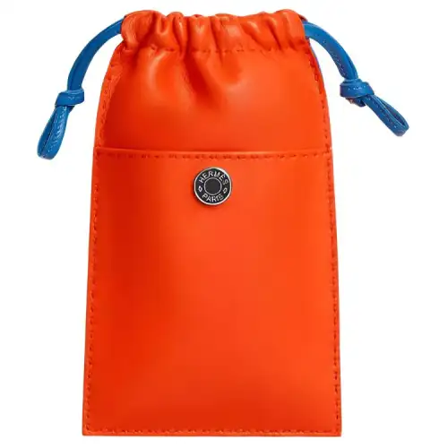 HERMES Pilo Milo Lambskin Swift Calfskin Cell Phone Pouch Women's Gourd Orange/French Blue/Orange Red/Saddle Equipment