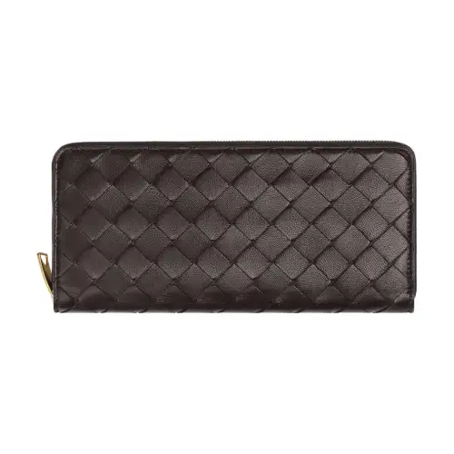 Bottega Veneta Lambskin Wallet Women's Dark Brown