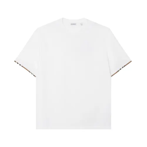Burberry T Shirts Men's White Crew Neck Moderate Straight Fit